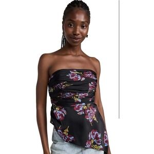 Cinq à Sept Richie Top Strapless Floral Asymmetrical Tube Small Corset Style